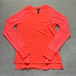 Sweaty Betty Breeze Merino Long Sleeve Top in Vibrant Coral